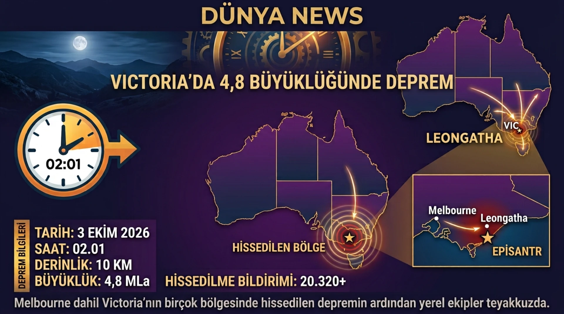 Victoria’da 4,8 büyüklüğünde deprem